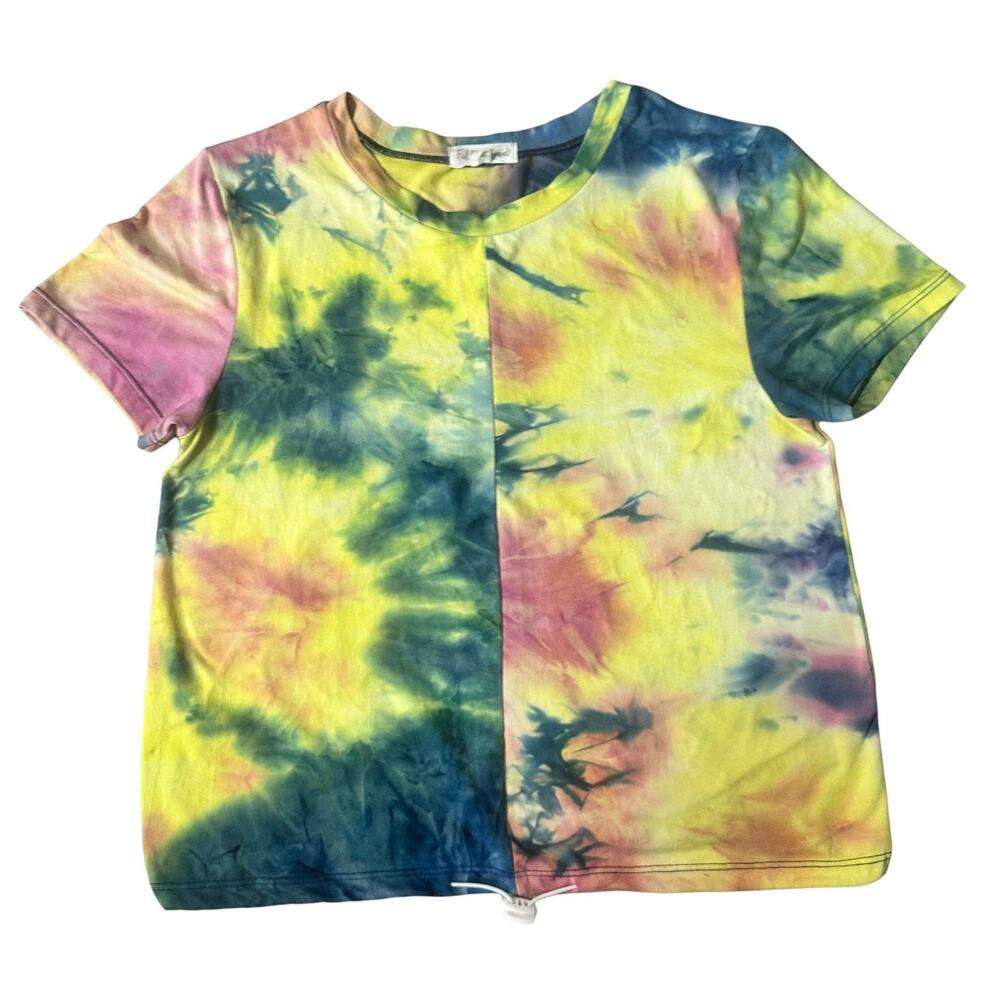 Y2k Tie Dye T-Shirt Short Sleeve Top Casual Tee Stretch Size Medium